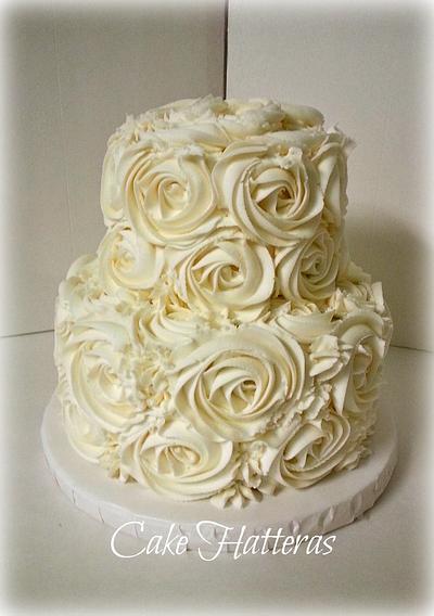 Buttercream rosettes Wedding Cake - Cake by Donna Tokazowski- Cake Hatteras, Martinsburg WV