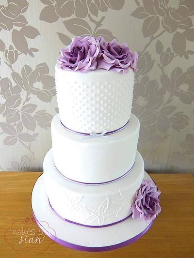 Purple Rose Wedding Cake - Cake by Cakes by Sian