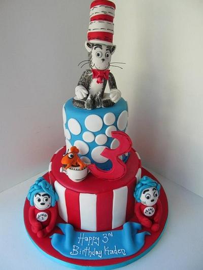 Happy birthday Dr. Seuss, Cat in the hat 3rd birthday cake - Cake by Denise Frenette 