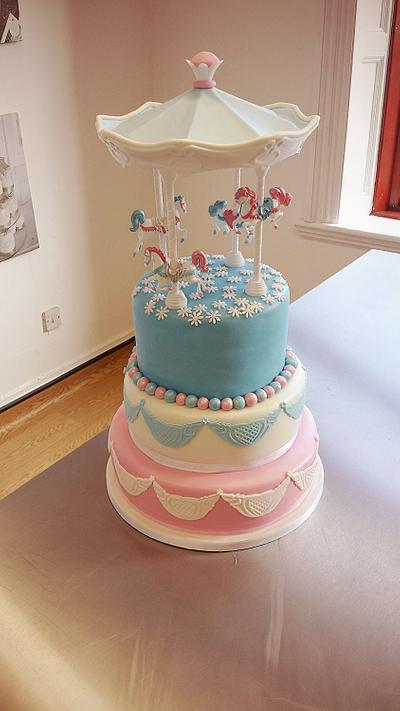 Carousel Christening cake - Cake by Lisa Wheatcroft