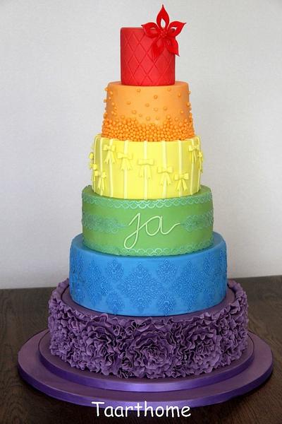 Rainbow wedding cake  - Cake by Taarthome