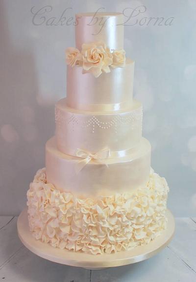 Ivory Ruffle Wedding Cake - Cake by Cakes by Lorna
