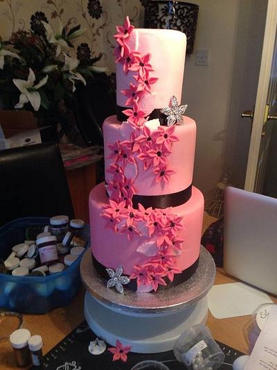 Pink and black wedding cake - Cake by Amy Archibald
