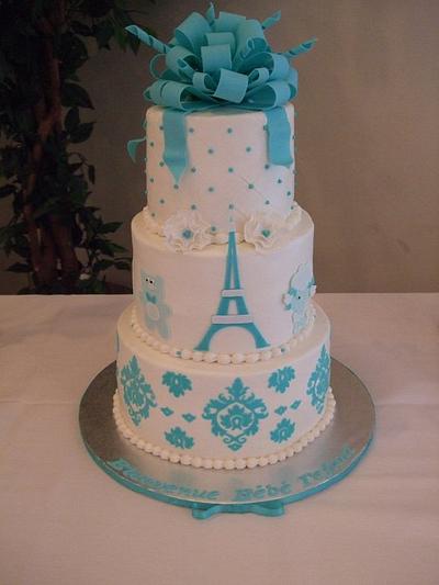 Parisian Chic baby boy shower cake - Cake by erin12345