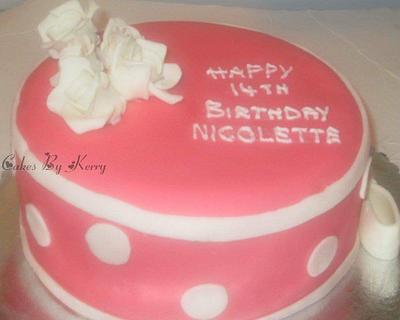 Pink and White Birthday Cake - Cake by kmac