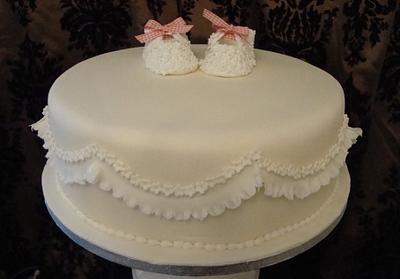 Christening Cake with Baby Booties - Cake by Floriana Reynolds