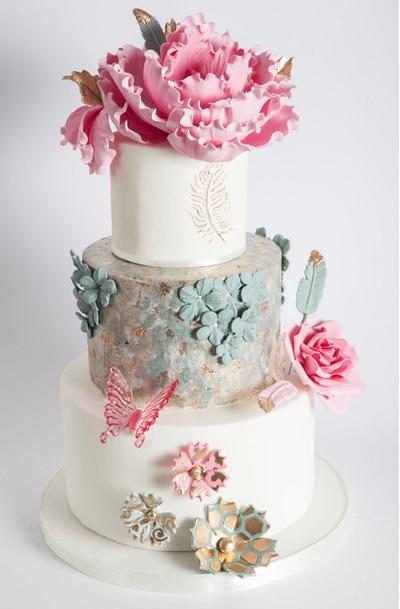 Peony wedding cake - Cake by Wedding Painting Cakes by Soraya Torrejon