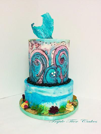 Mermaid Hand Painted Cake - Cake by Triple Tier Cakes
