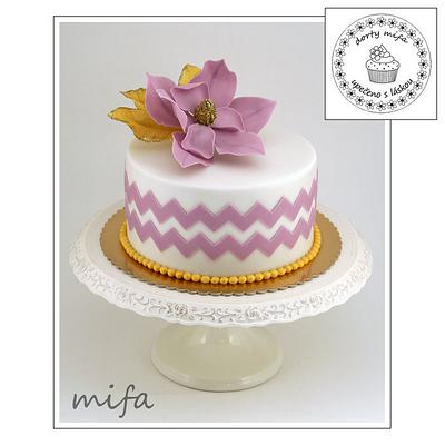 Chevron Cake with Fantasy Magnolia - Cake by Michaela Fajmanova