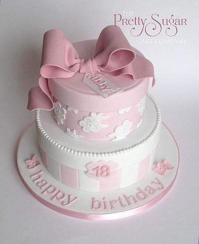 Pretty pink hatboxes for an 18th birthday - Cake by The pretty sugar cake company