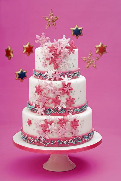 fuxia and pink snowflakes - Cake by Alessandra
