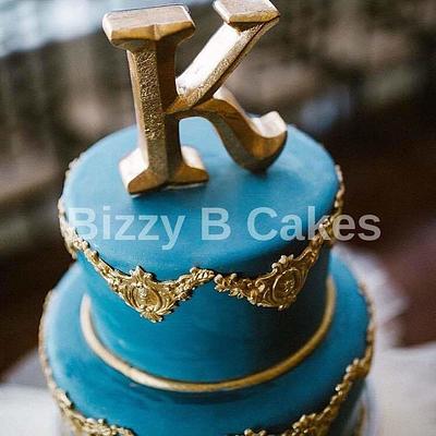 Slate Blue Wedding cake - Cake by Bizzy B Cakes