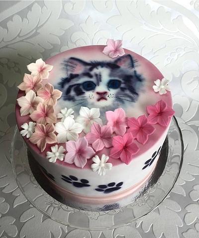 Small cat - airbrush - Cake by Frufi