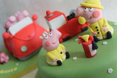 Peppa and George - firefighters - tutorial - Cake by Zoe's Fancy Cakes