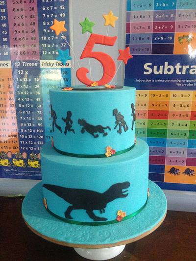 T-Rex vs Scooby Doo and Gang silhouette  - Cake by e8tcake