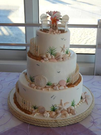 Seaside Beach Wedding Cake - Cake by Jazz