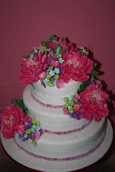 Peony wedding cake - Cake by  	RusuPaula