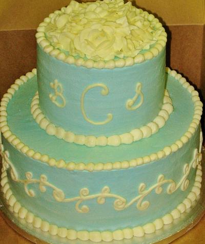 Blue 2-tier wedding or anniversary cake - Cake by Nancys Fancys Cakes & Catering (Nancy Goolsby)