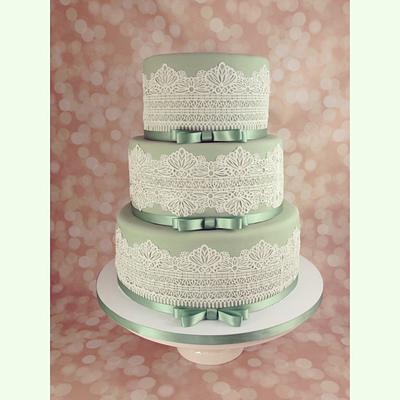 Sage Green Lace Cake - Cake by sweetonyou