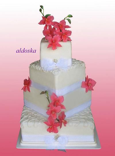 Wedding cake with orchids - Cake by Alena