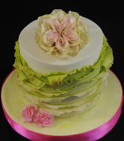 Ruffles and a Cabbage Rose - Cake by Sugarpixy