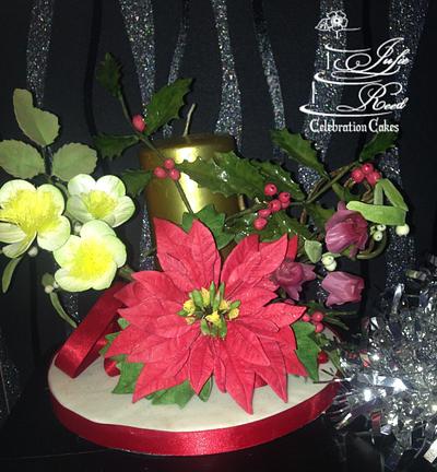 CPC Christmas Collaboration - Poinsettia arrangement  - Cake by Julie Reed Cakes
