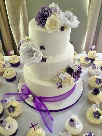 Ivory & Purple Wedding - Cake by Karen Bryant