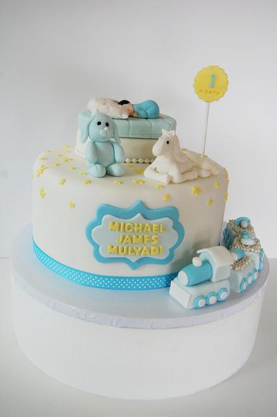 Baby 1 month cake and cupcakes - Cake by funni