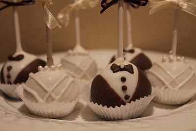 Bride and Groom cake pops - Cake by carolyn chapparo