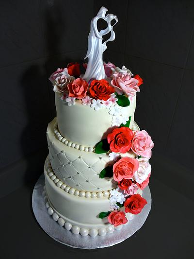 Rose Wedding Cake - Cake by Jamie Cupcakes