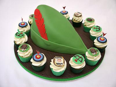 Robin Hood Hat and Mini Cupcakes - Cake by Natalie King