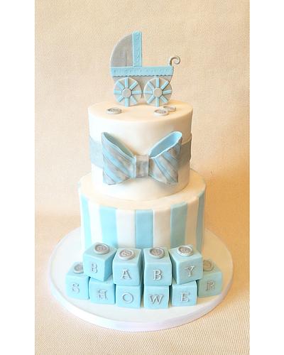 Blue and Silver Baby Shower! - Cake by Beth Evans