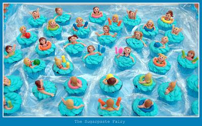 Swimming party cupcakes - Cake by The Sugarpaste Fairy