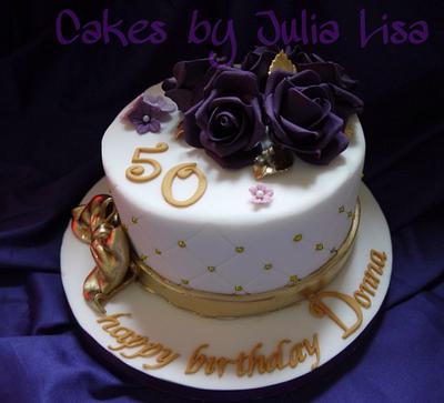Purple Roses 50th birthday cake - Cake by Cakes by Julia Lisa