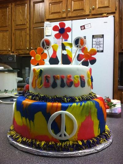 Tye-dyed peace sign cake - Cake by Melissa Cook