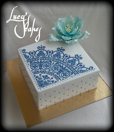 White & blue cake - Cake by Lucyscakes