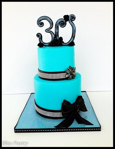 Teal, Black and Bling - Cake by Bliss Pastry