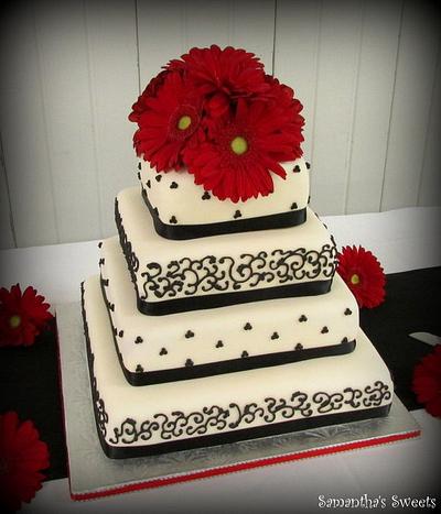 Black, White & Red Wedding - Cake by Samantha Eyth