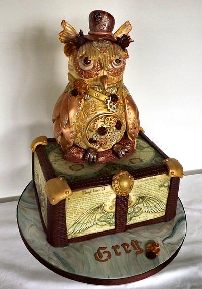 Spooky Steampunk Owl cake! :) - Cake by Storyteller Cakes