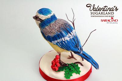 Blue Tit on a Log Cake - Cake by Valentina's Sugarland