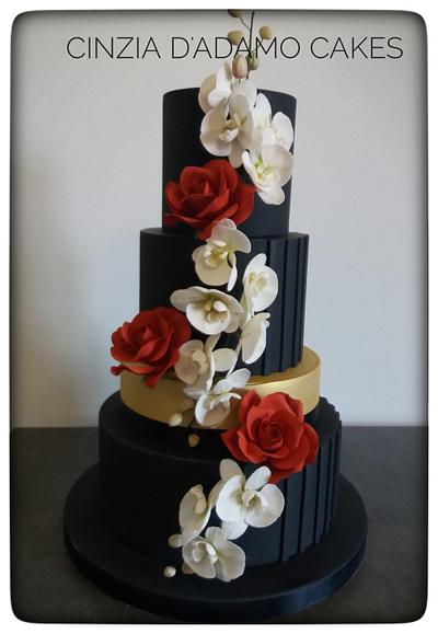Orchids and Roses Wedding Cake - Cake by D'Adamo Cinzia