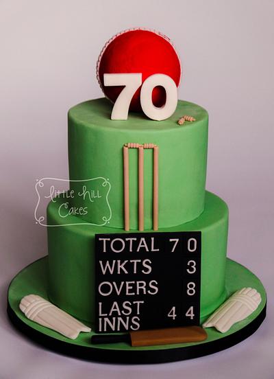 Cricket Themed 70th Birthday Cake - Cake by Little Hill Cakes
