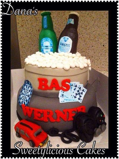 Beer car playstation darts cards cake - Cake by Dana Bakker