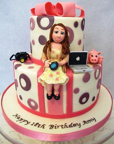 18th Birthday Cake with sugar models and mini accessories - Cake by Natasha Shomali