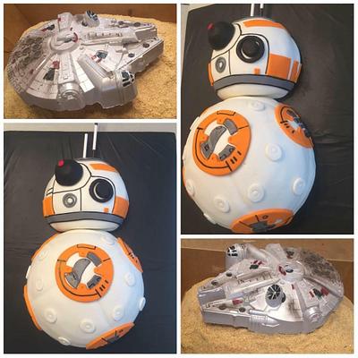 Star Wars BB-8 and Millennium Falcon   - Cake by Cakes By Casey