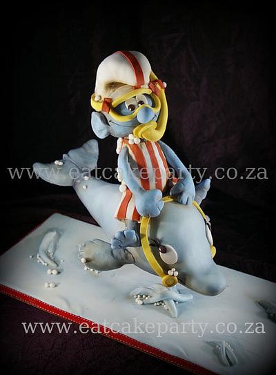Smurf on a dolphin - Cake by Dorothy Klerck