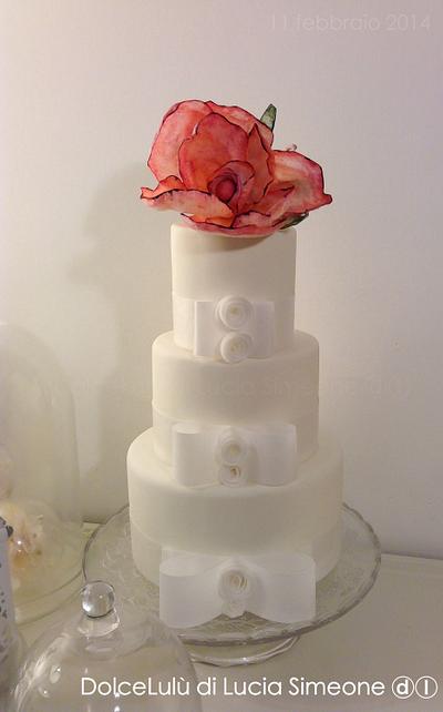 "Apricot" - wafer paper Peony  - Cake by Lucia Simeone
