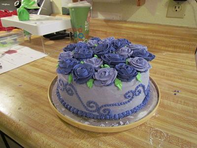 Purple Roses Cake - Cake by Crystal