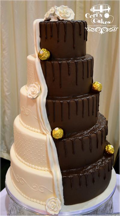 Half and half wedding cake - Cake by Ceri's Cakes