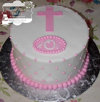 Pink Communion  - Cake by Sugar Sweet Cakes